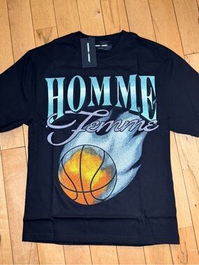 HOMME Femme Black Graphic Short Sleeve Tee XS